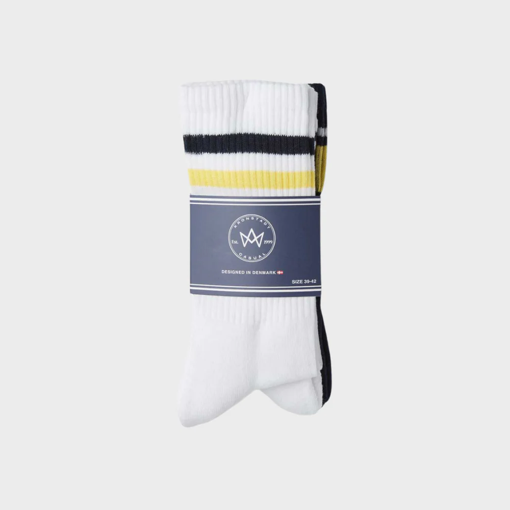 KRONSTADT 4-pack čarape White/Navy/Yellow