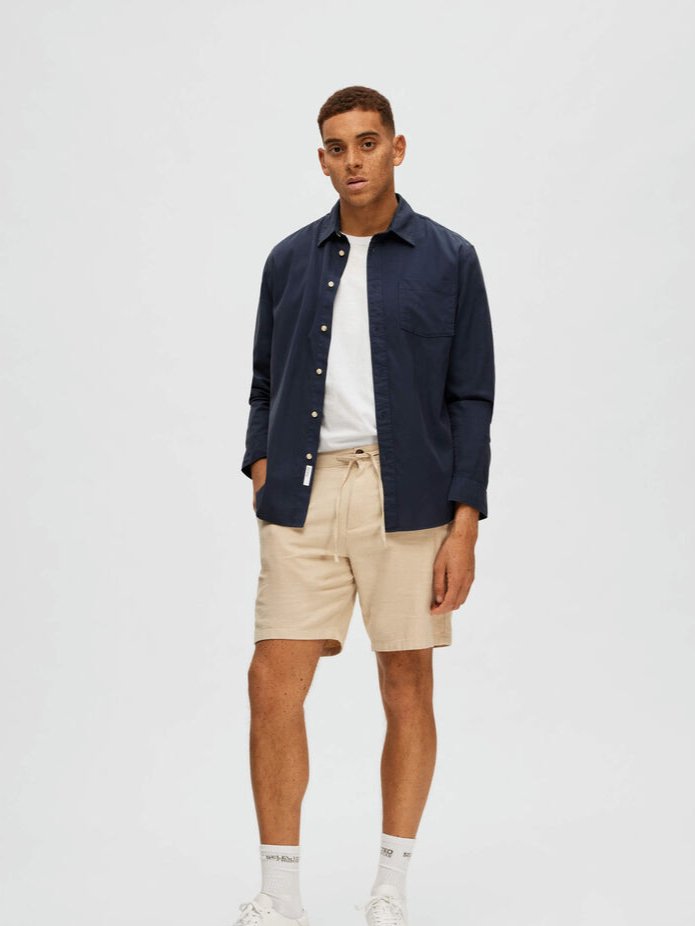 SELECTED m.šorts Slhregular-brody linen Incense MIXES W.OAT      68074
